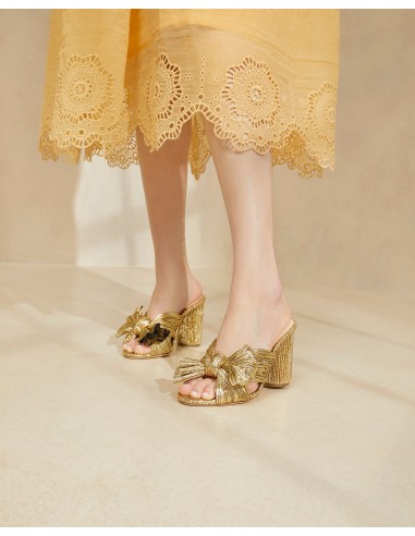 Penny Gold Pleated Bow Heel solde