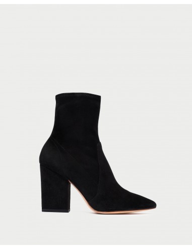 Isla Black Suede Slim Ankle Bootie Pour