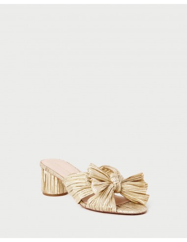 Emilia Gold Pleated Bow Heel Véritable concentré