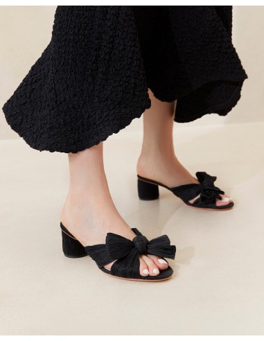 Emilia Black Pleated Bow Heel Profitez des Offres !