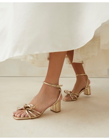 Mikel Champagne Bow Mid-Heel Sandal destockage