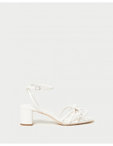 Mikel White Bow Mid-Heel Sandal pas cher