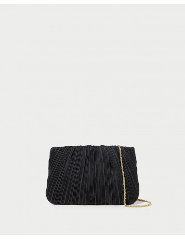 Brit Black Flat Pleated Clutch de pas cher