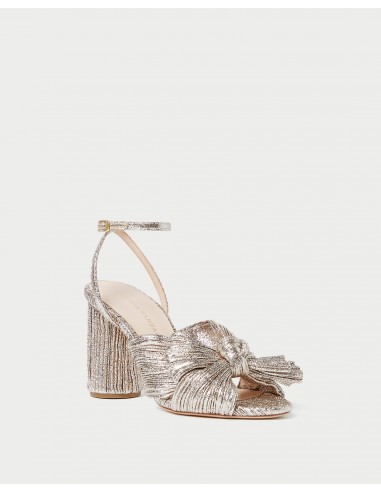 Camellia Champagne Pleated Bow Heel Fin de série