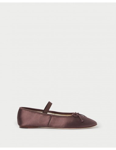 Leonie Chocolate Satin Ballet Flat Véritable concentré