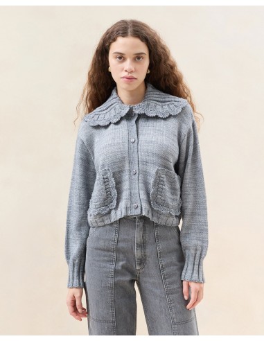 Lo Grey Collared Cardigan la livraison gratuite