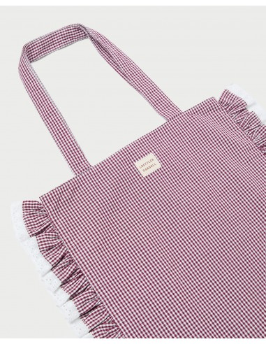 Justine Maroon Ruffle Tote basket pas cher