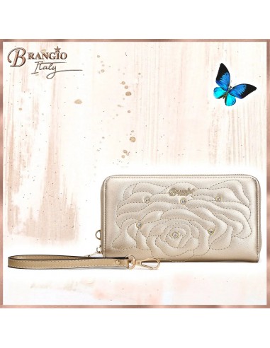 Rosette 3D Vegan Leather Crystal Wristlet Wallet pour bénéficier 